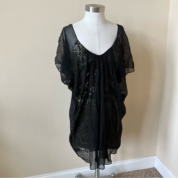 Badgley Mischka sequin embellished chiffon overlay dress 665 - Picture 3 of 9